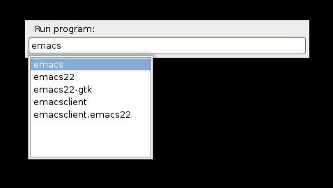 从 gmrun 执行命令启动 Emacs